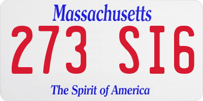 MA license plate 273SI6