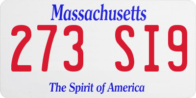 MA license plate 273SI9