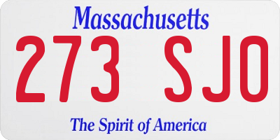 MA license plate 273SJ0