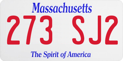 MA license plate 273SJ2