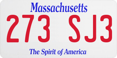 MA license plate 273SJ3