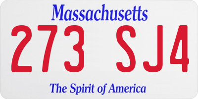 MA license plate 273SJ4