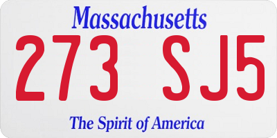 MA license plate 273SJ5