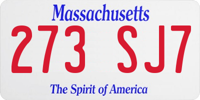 MA license plate 273SJ7