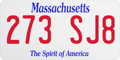 MA license plate 273SJ8