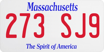 MA license plate 273SJ9
