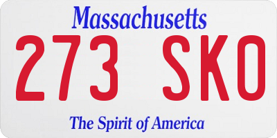 MA license plate 273SK0