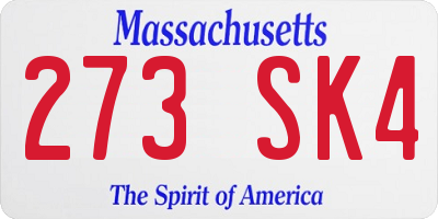 MA license plate 273SK4