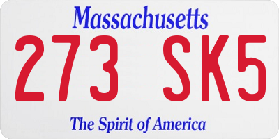 MA license plate 273SK5