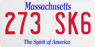 MA license plate 273SK6
