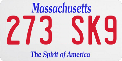 MA license plate 273SK9