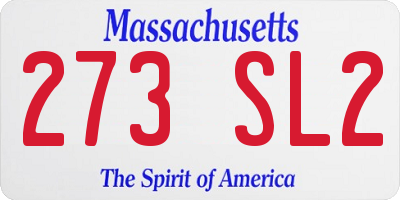 MA license plate 273SL2