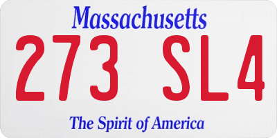 MA license plate 273SL4