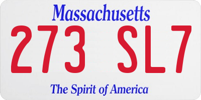 MA license plate 273SL7