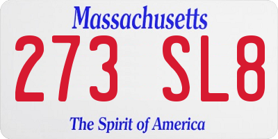MA license plate 273SL8
