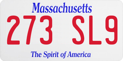 MA license plate 273SL9