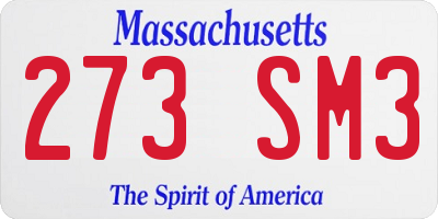 MA license plate 273SM3