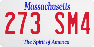 MA license plate 273SM4