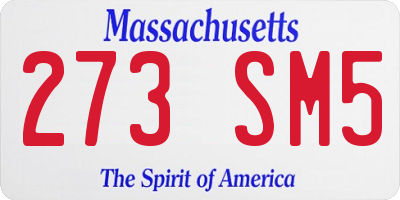 MA license plate 273SM5