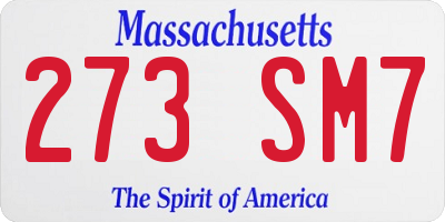 MA license plate 273SM7