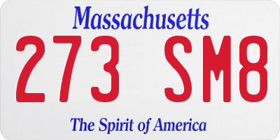 MA license plate 273SM8