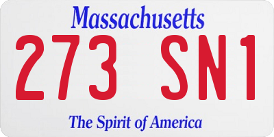 MA license plate 273SN1
