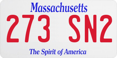 MA license plate 273SN2