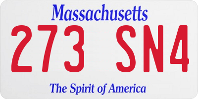 MA license plate 273SN4