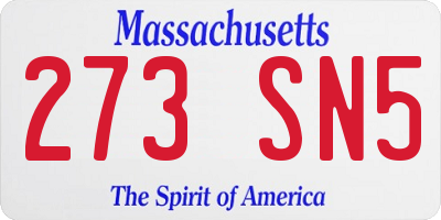 MA license plate 273SN5