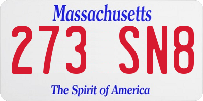 MA license plate 273SN8