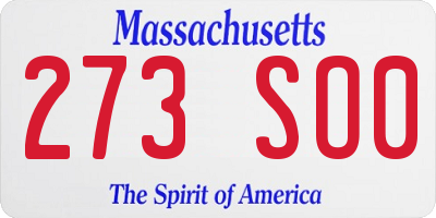 MA license plate 273SO0