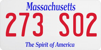 MA license plate 273SO2