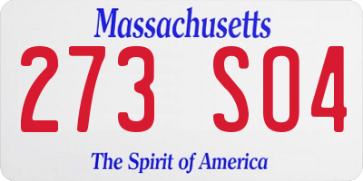 MA license plate 273SO4