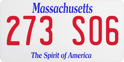 MA license plate 273SO6