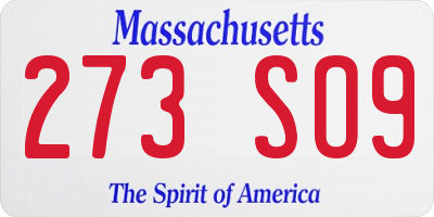 MA license plate 273SO9
