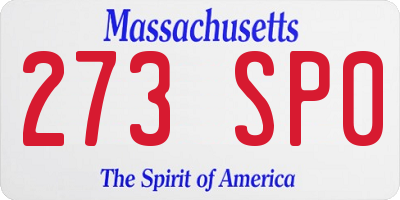 MA license plate 273SP0