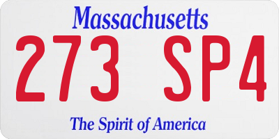 MA license plate 273SP4
