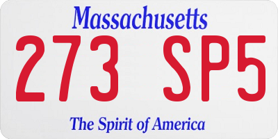 MA license plate 273SP5