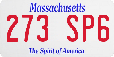 MA license plate 273SP6