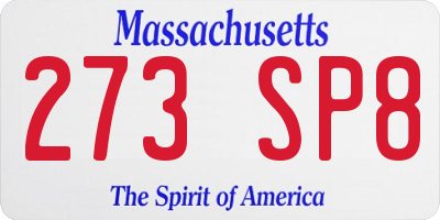 MA license plate 273SP8