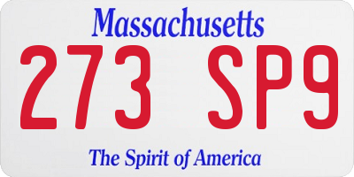 MA license plate 273SP9