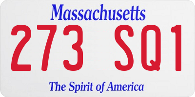 MA license plate 273SQ1