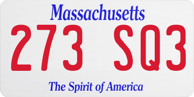 MA license plate 273SQ3
