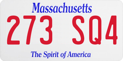 MA license plate 273SQ4