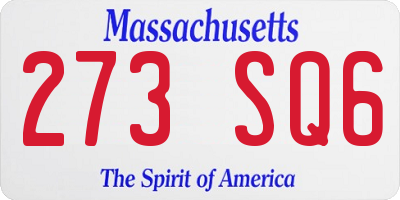 MA license plate 273SQ6