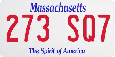 MA license plate 273SQ7