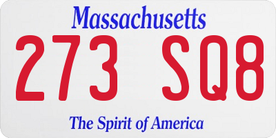 MA license plate 273SQ8