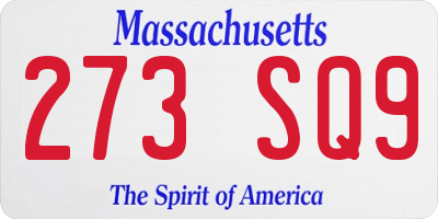 MA license plate 273SQ9