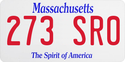 MA license plate 273SR0