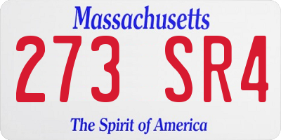 MA license plate 273SR4